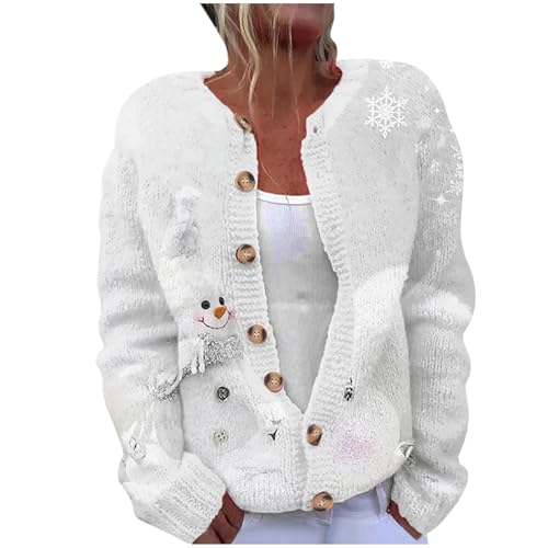 KQIVAM Weihnachts Strickjacke Pullover Damen Blitzangebote Weihnachtsjacke Weihnachten Gestricktes Pullover Lustige Cardigan Schön Weihnachtsmotiv Ugly Christmas Sweater Weihnachtspullover Sweatshirt von KQIVAM