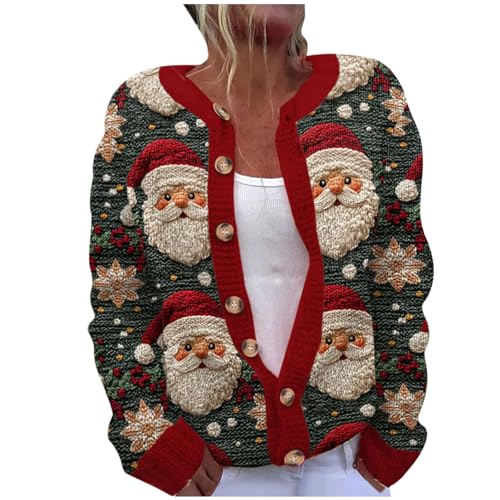 KQIVAM Weihnachts Strickjacke Pullover Damen Blitzangebote Weihnachtsjacke Weihnachten Gestricktes Pullover Lustige Cardigan Schön Weihnachtsmotiv Ugly Christmas Sweater Weihnachtspullover Sweatshirt von KQIVAM