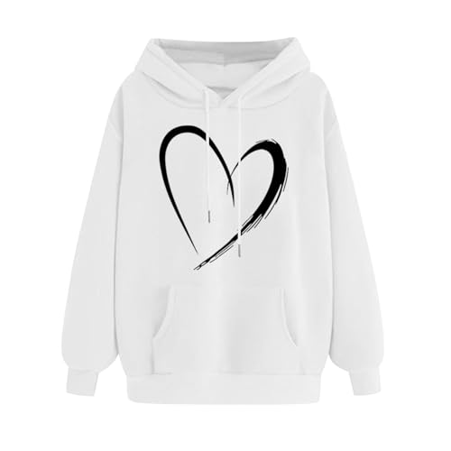 Pullover Damen Kapuzenpullover Damen Herzförmig Drucken Damen Oversize Pullover Mit Kapuze Mode Pulli Oberteile Leichte Kapuzenjacke Y2k Streetwear Sport Winterjacke Angebote des Tages Heute von KQIVAM