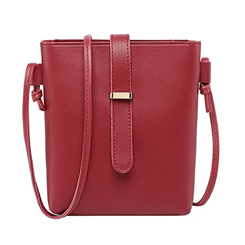 Umhängetasche Damen Klein, Frauen PU Leder Schultertaschen, Handtasche mit Schultergurt Clutch Crossbody für Mutter Frauen Freundin (02-Rot) von KQIVAM