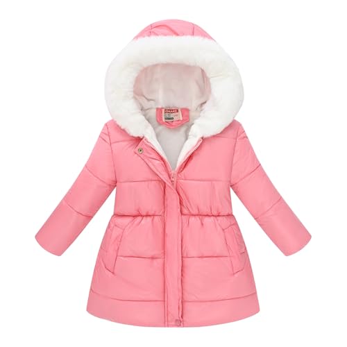 Winterjacke Mädchen Wintermantel Warme Parka Stepp Mantel Länge Winter Jacke mit Fellkapuze Kinder Dicke Outdoorjacke Winterjacke Steppjacke Baumwollmantel 4-12 Jahre Alt von KQIVAM
