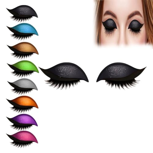 Lazy Eye Shadow Eyelash Patch, 2-in-1 Eyeshadow Eyelashes Makeup Stickers, Reusable Self-Adhesive Eyeliner & Lashes, Waterproof Lazy Makeup Tool for All Eye Shapes von KQMAXXZZ