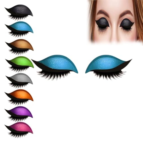 Lazy Eye Shadow Eyelash Patch, 2-in-1 Eyeshadow Eyelashes Makeup Stickers, Reusable Self-Adhesive Eyeliner & Lashes, Waterproof Lazy Makeup Tool for All Eye Shapes von KQMAXXZZ