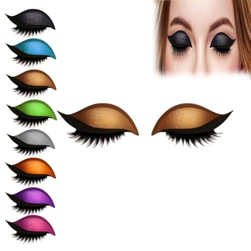 Lazy Eye Shadow Eyelash Patch, 2-in-1 Eyeshadow Eyelashes Makeup Stickers, Reusable Self-Adhesive Eyeliner & Lashes, Waterproof Lazy Makeup Tool for All Eye Shapes von KQMAXXZZ