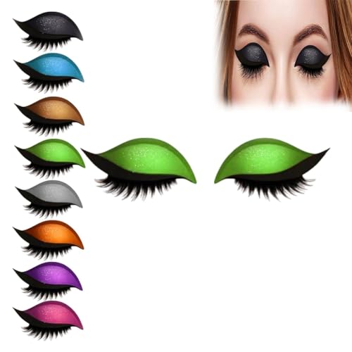 Lazy Eye Shadow Eyelash Patch, 2-in-1 Eyeshadow Eyelashes Makeup Stickers, Reusable Self-Adhesive Eyeliner & Lashes, Waterproof Lazy Makeup Tool for All Eye Shapes von KQMAXXZZ