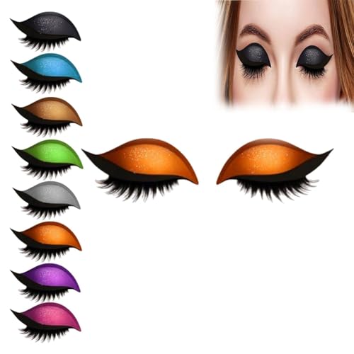 Lazy Eye Shadow Eyelash Patch, 2-in-1 Eyeshadow Eyelashes Makeup Stickers, Reusable Self-Adhesive Eyeliner & Lashes, Waterproof Lazy Makeup Tool for All Eye Shapes von KQMAXXZZ