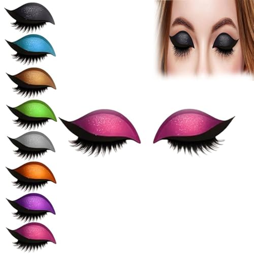 Lazy Eye Shadow Eyelash Patch, 2-in-1 Eyeshadow Eyelashes Makeup Stickers, Reusable Self-Adhesive Eyeliner & Lashes, Waterproof Lazy Makeup Tool for All Eye Shapes von KQMAXXZZ
