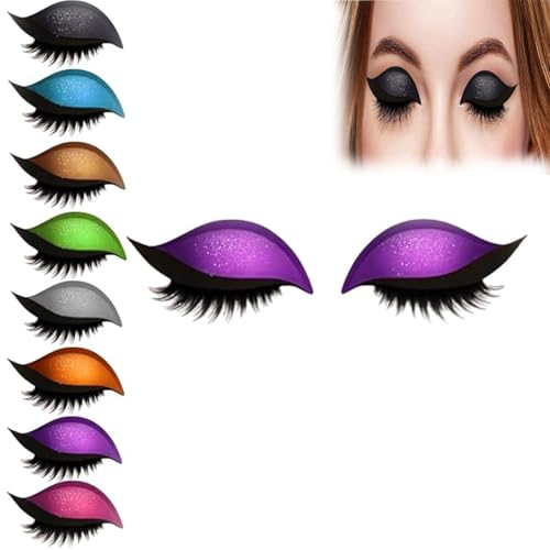 Lazy Eye Shadow Eyelash Patch, 2-in-1 Eyeshadow Eyelashes Makeup Stickers, Reusable Self-Adhesive Eyeliner & Lashes, Waterproof Lazy Makeup Tool for All Eye Shapes von KQMAXXZZ