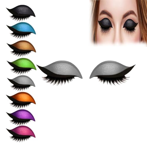 Lazy Eye Shadow Eyelash Patch, 2-in-1 Eyeshadow Eyelashes Makeup Stickers, Reusable Self-Adhesive Eyeliner & Lashes, Waterproof Lazy Makeup Tool for All Eye Shapes von KQMAXXZZ