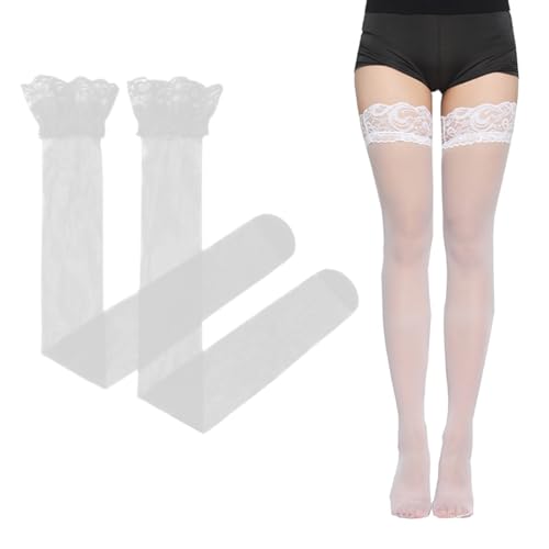 KQNM Halterlose strümpfe Stockings Netzstrümpfe mit Silikon Spitze Oberseite Halterlose strümpfe damen sexy(Schwarz) (3) von KQNM