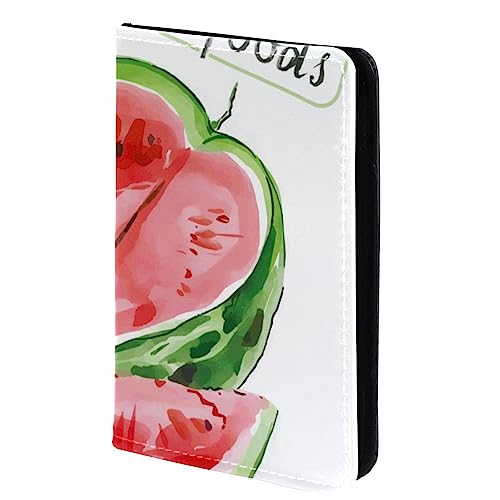 KQNZT Impfpasshülle Kartenetui Lederschutzhülle Reisebrieftasche,Aquarell Wassermelonen Muster Frucht von KQNZT