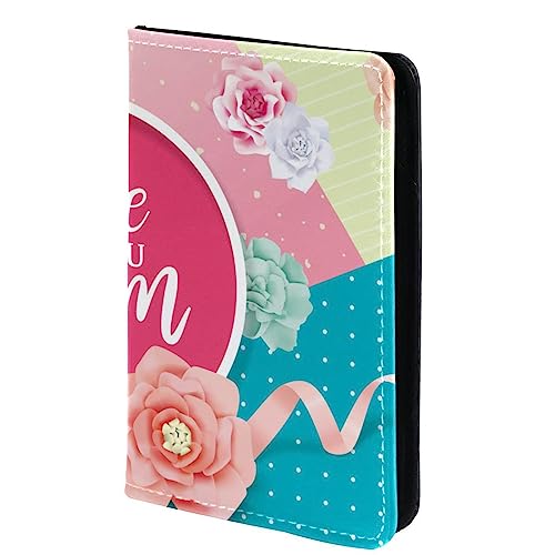 KQNZT Impfpasshülle Kartenetui Lederschutzhülle Reisebrieftasche,Glücklicher Muttertag Rosa Blumen Modern von KQNZT