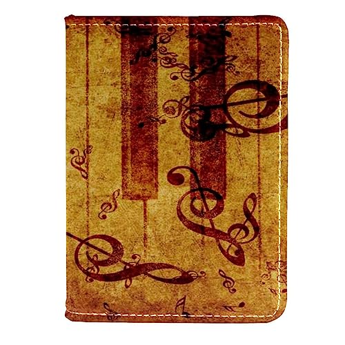 KQNZT Impfpasshülle Kartenetui Lederschutzhülle Reisebrieftasche,Rose Music Notes Vintage Piano von KQNZT