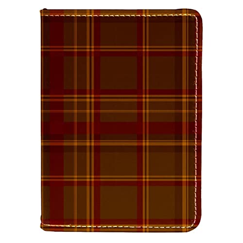 KQNZT Impfpasshülle Kartenetui Lederschutzhülle Reisebrieftasche,Rotbraunes Vintage Plaid von KQNZT