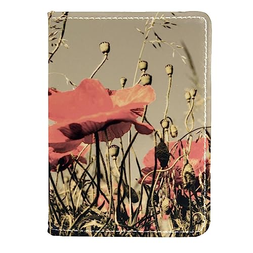 KQNZT Pass- und Impfkartenhalter Combo, Passhalter mit Kartenschlitz, Passport Wallet, Passport Case,Blume Blumen Klatschmohn Vintage von KQNZT