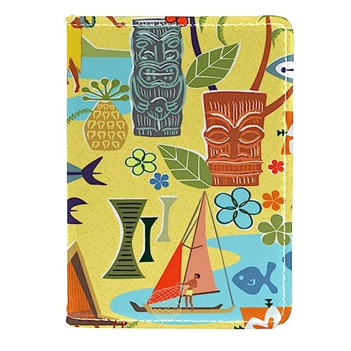 KQNZT Pass- und Impfkartenhalter Combo, Passhalter mit Kartenschlitz, Passport Wallet, Passport Case,Cartoon hawaiianischer Ozean Wald Mädchen Tier von KQNZT