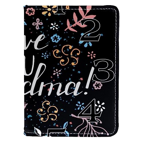 KQNZT Pass- und Impfkartenhalter Combo, Passhalter mit Kartenschlitz, Passport Wallet, Passport Case,Liebe Dich Oma Text und Blumen von KQNZT