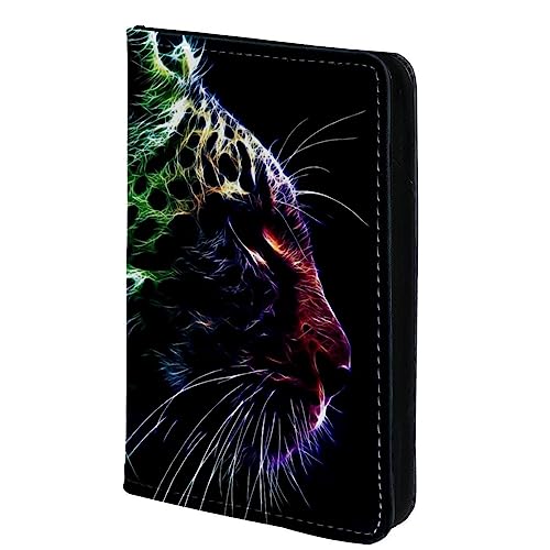 KQNZT Pass- und Impfkartenhalter Combo, Passhalter mit Kartenschlitz, Passport Wallet, Passport Case,Regenbogen Tier Leopard von KQNZT