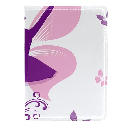 KQNZT Passhülle, Passhülle Kartenfächer, niedliche Passhülle für Damen Herren,Lila Ballerina Rosa Schmetterling von KQNZT