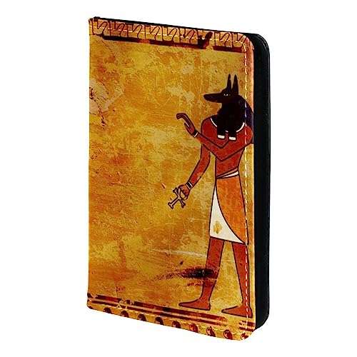 KQNZT Reisepasshülle, Brieftasche, PU-Leder, Kartenetui, Reisedokumenten-Organizer,Stammesmalerei im altägyptischen Stil von KQNZT