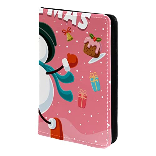 KQNZT Reisepasshülle Brieftasche PU-Leder Kartenetui Reisezubehör für Damen Herren,Schneemann Cartoon Weihnachten von KQNZT