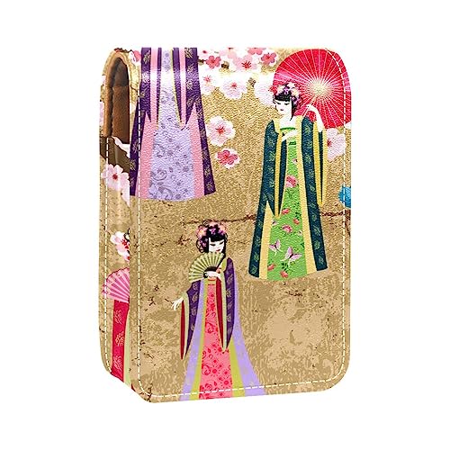 Lippenstift-Etui, Kosmetiktasche, Kosmetik-Organizer, Reise-Make-up-Tasche, Lippenstifthalter mit Spiegel für Geldbörse,Traditionelle Mädchen im chinesischen Stil von KQNZT