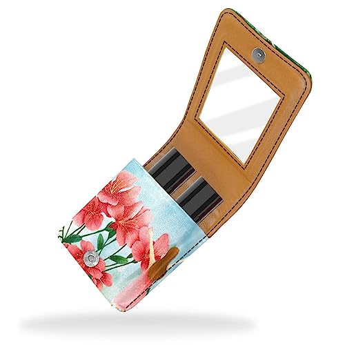 Make-up-Lippenstift-Etui für den Außenbereich, Mini-Tasche, Reise-Kosmetiktasche,Frühlingsrosa Blume und Mädchen von KQNZT