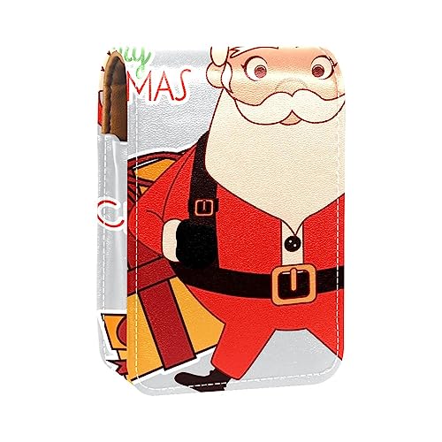 Make-up-Lippenstift-Etui mit Spiegel für Geldbörse, Kosmetiktasche mit Spiegel,Frohe Weihnachten Santa Cartoon von KQNZT