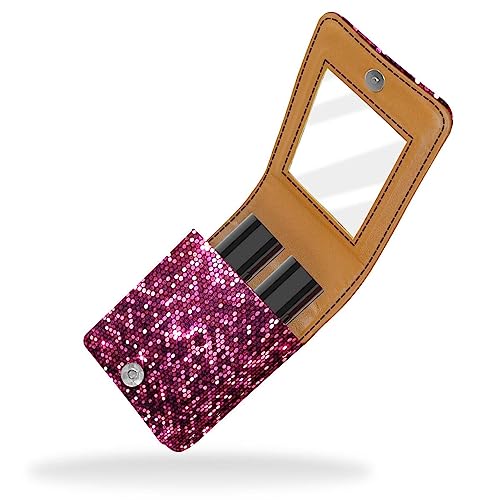 Make-up-Lippenstift-Etui mit Spiegel für Geldbörse, Kosmetiktasche mit Spiegel,Lila Tupfen modern von KQNZT