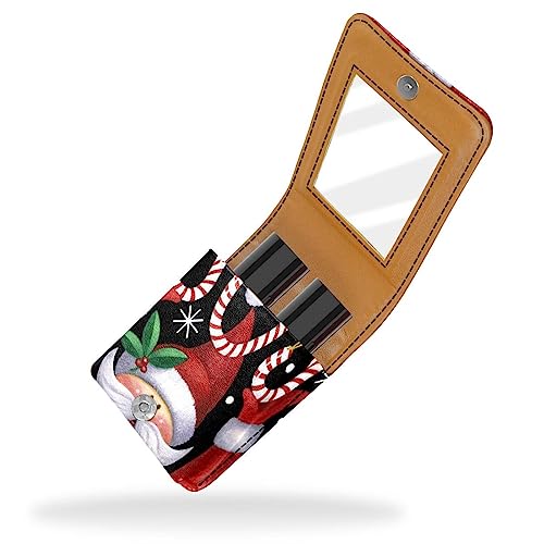 Make-up-Lippenstift-Etui mit Spiegel für Geldbörse, Kosmetiktasche mit Spiegel,Santa Cartoon Weihnachten von KQNZT