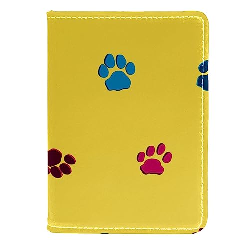 Pass- und Impfkartenhalter Combo, Passhalter mit Kartenschlitz, Passport Wallet, Passport Case,Pfoten Karikatur Katzen Hund von KQNZT