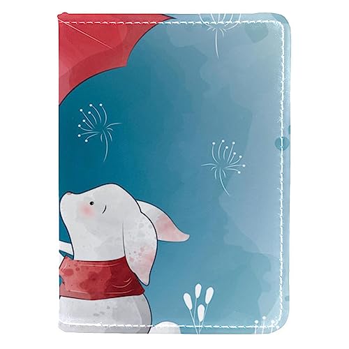 Reisepasshülle, Brieftasche, PU-Leder, Kartenetui, Reisedokumenten-Organizer,Cartoon Zwei Kaninchen Ostern von KQNZT