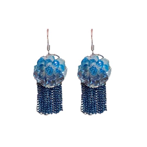 Blaue Blumenohrringe Mit Farbverlauf – AuffäLlige Retro-Quasten-OhrhäNger FüR Damen, Statement-Schmuck von KQYTRBV