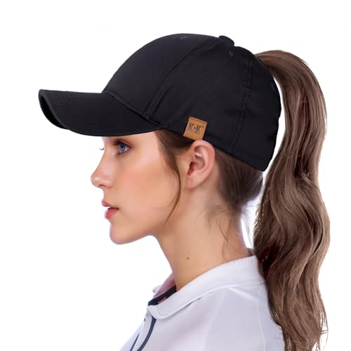 BLURBE Dame Baseball Kappe - Baseball Cap Für Pferdeschwanz, Unisex Einstellbar Ponytail Baseballmütze UV Sonnenhut Verstellbar Baumwolle Sport Cap Hip-Hop-Hut von KQueenStar