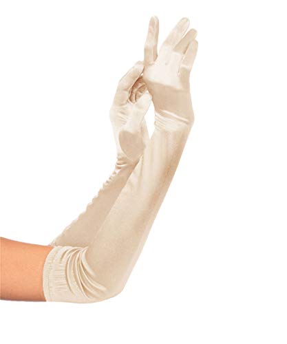 KQueenStar Direct Handschuhe Lang - Damen 1920 Handschuhe 1920er Gatsby Schwarz Satinhandschuhe Stil Handschuhe Classic Opera Fest Party Erwachsene Größe Elastisch Länge 52/55cm (champagne) von KQueenStar