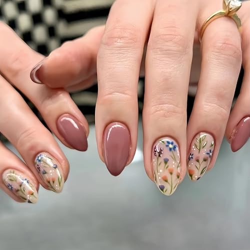 KQueenest 30 Stück Blumen Nägel zum Aufkleben Kurz Mandel - Rosa Press On Nails mit Blumig Gestaltung Full Cover Natürlich Nude Fake Nails Künstliche Fingernägel, Kokett Acryl Nägel für Frauen KQueenest 30 Stück Blumen Nägel zum Aufkleben Kurz Mandel - Rosa Press On Nails mit Blumig Gestaltung Full Cover Natürlich Nude Fake Nails Künstliche Fingernägel, Kokett Acryl Nägel für Frauen von KQueenest