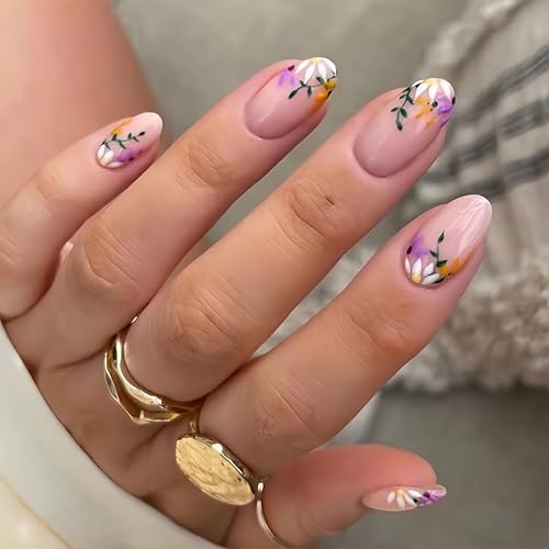 KQueenest 30 Stück Blumen Nägel zum Aufkleben Kurz Runde- Press On Nails mit Blumig Gestaltung Full Cover Natürlich Nude Fake Nails Künstliche Fingernägel, Kokett Mandel Acryl Nägel für Frauen KQueenest 30 Stück Blumen Nägel zum Aufkleben Kurz Runde- Press On Nails mit Blumig Gestaltung Full Cover Natürlich Nude Fake Nails Künstliche Fingernägel, Kokett Mandel Acryl Nägel für Frauen von KQueenest