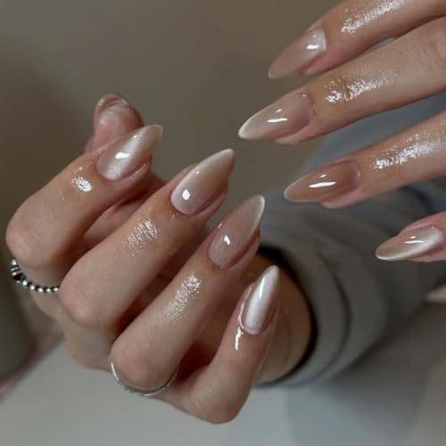 KQueenest Cateye Press On Nails - 30 Stück Glitzer Nude Nägel zum Aufkleben Kurz Mandel, Sparkle Bling Fake Nails Künstliche Fingernägel zum aufkleben, Glänzende Acryl Nägel für Frauen Maniküre KQueenest Cateye Press On Nails - 30 Stück Glitzer Nude Nägel zum Aufkleben Kurz Mandel, Sparkle Bling Fake Nails Künstliche Fingernägel zum aufkleben, Glänzende Acryl Nägel für Frauen Maniküre von KQueenest