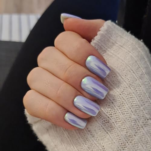 KQueenest Chrome Press On Nails - Glitzer Blau Nägel zum Aufkleben Mittel Kurz Eckig, Sparkle Bling Fake Nails Künstliche Fingernägel zum aufkleben, Glasiert Acryl Nägel für Frauen, 24 Stück KQueenest Chrome Press On Nails - Glitzer Blau Nägel zum Aufkleben Mittel Kurz Eckig, Sparkle Bling Fake Nails Künstliche Fingernägel zum aufkleben, Glasiert Acryl Nägel für Frauen, 24 Stück von KQueenest