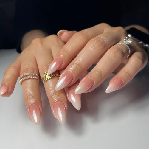 KQueenest Chrome Press On Nails - Glitzer French Ombré Nägel zum Aufkleben Mittel Mandel, Sparkle Bling Fake Nails Künstliche Fingernägel zum aufkleben, Glasiert Acryl Nägel für Frauen, 24 Stück KQueenest Chrome Press On Nails - Glitzer French Ombré Nägel zum Aufkleben Mittel Mandel, Sparkle Bling Fake Nails Künstliche Fingernägel zum aufkleben, Glasiert Acryl Nägel für Frauen, 24 Stück von KQueenest
