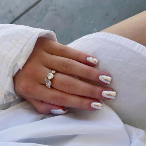 KQueenest Chrome Press On Nails - Metallic Silber Nägel zum Aufkleben Mittel Kurz Eckig, Spiegel Effekt Fake Nails Künstliche Fingernägel zum aufkleben, Sparkle Bling Acryl Nägel für Frauen, 24 Stück KQueenest Chrome Press On Nails - Metallic Silber Nägel zum Aufkleben Mittel Kurz Eckig, Spiegel Effekt Fake Nails Künstliche Fingernägel zum aufkleben, Sparkle Bling Acryl Nägel für Frauen, 24 Stück von KQueenest