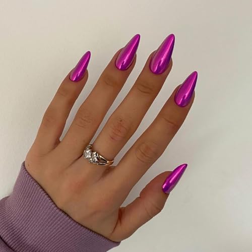 KQueenest Chrome Press On Nails - Metallic Violett Nägel zum Aufkleben Mittel Mandel, Spiegel Effekt Fake Nails Künstliche Fingernägel zum aufkleben, Sparkle Bling Acryl Nägel für Frauen, 24 Stück KQueenest Chrome Press On Nails - Metallic Violett Nägel zum Aufkleben Mittel Mandel, Spiegel Effekt Fake Nails Künstliche Fingernägel zum aufkleben, Sparkle Bling Acryl Nägel für Frauen, 24 Stück von KQueenest