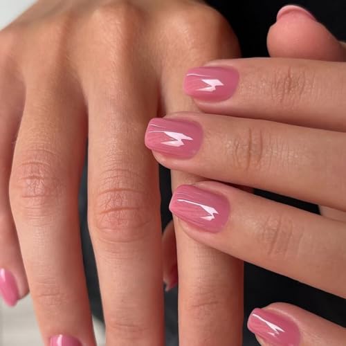 KQueenest Dunkel Rosa Press On Nails Kurz Eckig - Künstliche Nägel zum Aufkleben Kurz, Natürlich Einfarbig Fake Nails Fingernägel zum aufkleben, Glänzende Gel Acryl Nägel für Frauen, 24 Stück von KQueenest