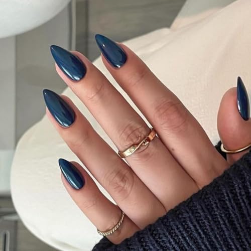 KQueenest Marineblau Press On Nails Mittel Mandel - Acryl Nägel zum Aufkleben, Natürlich Einfarbig Fake Nails Fingernägel zum aufkleben, Glänzende Gel Full Cover Kunstnägel für Frauen 24 Stück KQueenest Marineblau Press On Nails Mittel Mandel - Acryl Nägel zum Aufkleben, Natürlich Einfarbig Fake Nails Fingernägel zum aufkleben, Glänzende Gel Full Cover Kunstnägel für Frauen 24 Stück von KQueenest