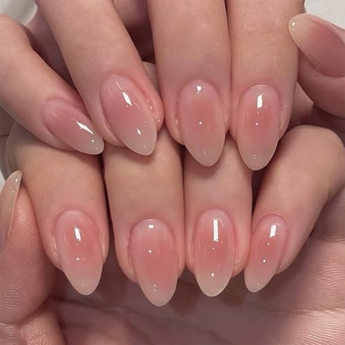 KQueenest Ombré Press On Nails Kurz Mandel - Blass Rosa Acryl Nägel zum Aufkleben, Natürlich French Fake Nails Fingernägel zum aufkleben, Glänzende Gel Full Cover Kunstnägel für Frauen 24 Stück KQueenest Ombré Press On Nails Kurz Mandel - Blass Rosa Acryl Nägel zum Aufkleben, Natürlich French Fake Nails Fingernägel zum aufkleben, Glänzende Gel Full Cover Kunstnägel für Frauen 24 Stück von KQueenest