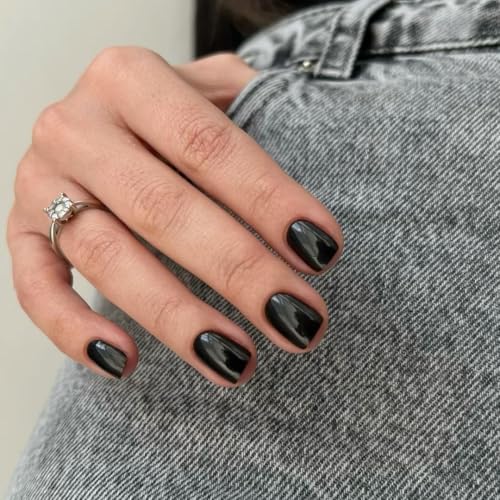 KQueenest Schwarz Press On Nails Kurz Eckig - Künstliche Nägel zum Aufkleben Kurz, Natürlich Einfarbig Fake Nails Fingernägel zum aufkleben, Glänzende Gel Full Cover Acryl Nägel für Frauen, 24 Stück KQueenest Schwarz Press On Nails Kurz Eckig - Künstliche Nägel zum Aufkleben Kurz, Natürlich Einfarbig Fake Nails Fingernägel zum aufkleben, Glänzende Gel Full Cover Acryl Nägel für Frauen, 24 Stück von KQueenest