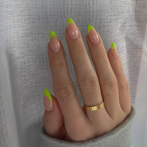 KQueenest Soft Gel Press On Nails French Tip - 30 Stück Neon Grün Nägel zum Aufkleben Kurz Mandel, Natürlich Fake Nails Künstliche Fingernägel zum aufkleben, Acryl Full Cover French Nägel für Frauen KQueenest Soft Gel Press On Nails French Tip - 30 Stück Neon Grün Nägel zum Aufkleben Kurz Mandel, Natürlich Fake Nails Künstliche Fingernägel zum aufkleben, Acryl Full Cover French Nägel für Frauen von KQueenest