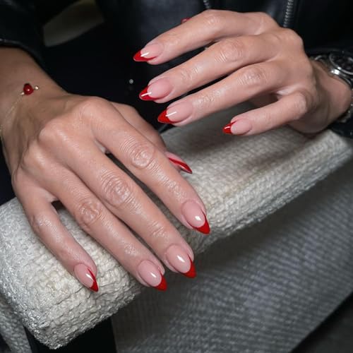 KQueenest Soft Gel Press On Nails French Tip - 30 Stück Rot Nägel zum Aufkleben Kurz Mandel, Natürlich Fake Nails Künstliche Fingernägel zum aufkleben, Acryl Full Cover French Nägel für Frauen KQueenest Soft Gel Press On Nails French Tip - 30 Stück Rot Nägel zum Aufkleben Kurz Mandel, Natürlich Fake Nails Künstliche Fingernägel zum aufkleben, Acryl Full Cover French Nägel für Frauen von KQueenest
