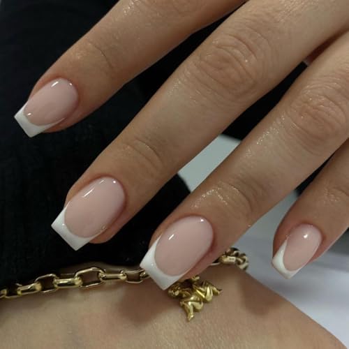 KQueenest Soft Gel Press On Nails French Tip - 30 Stück Weiß Nägel zum Aufkleben Kurz Eckig, Natürlich Fake Nails Künstliche Fingernägel, Glänzende Acryl Full Cover French Nägel für Frauen KQueenest Soft Gel Press On Nails French Tip - 30 Stück Weiß Nägel zum Aufkleben Kurz Eckig, Natürlich Fake Nails Künstliche Fingernägel, Glänzende Acryl Full Cover French Nägel für Frauen von KQueenest