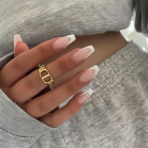 KQueenest Soft Gel Press On Nails French Tip - 30 Stück Weiß Nägel zum Aufkleben Mandel Sarg, Natürlich Fake Nails Künstliche Fingernägel zum aufkleben, Acryl Ballerina French Nägel für Frauen KQueenest Soft Gel Press On Nails French Tip - 30 Stück Weiß Nägel zum Aufkleben Mandel Sarg, Natürlich Fake Nails Künstliche Fingernägel zum aufkleben, Acryl Ballerina French Nägel für Frauen von KQueenest
